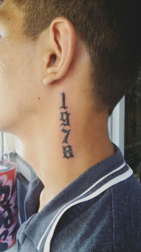 2002 Neck Tattoo, Birth Year Neck Tattoo, Family Neck Tattoo, Numbers On Neck Tattoo, 2003 Neck Tattoo, Vertical Number Tattoo, Neck Number Tattoo, Date Neck Tattoo, Year Neck Tattoo