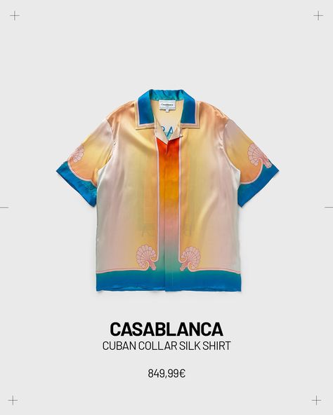 Swipe for the latest silk shirts by Casablanca and pick your favorites on www.bstn.com! #bstnstore #casablanca Casablanca T Shirt, Casablanca, Silk Shirt, Collar, Silk