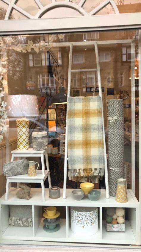 Ladder Retail Display, Visual Merchandising Furniture Store, Home Store Window Display, Spring Shop Display, Window Store Display, Boutique Store Window Displays, Retail Shop Window Display, Furniture Shop Window Display, Display Window Ideas Retail