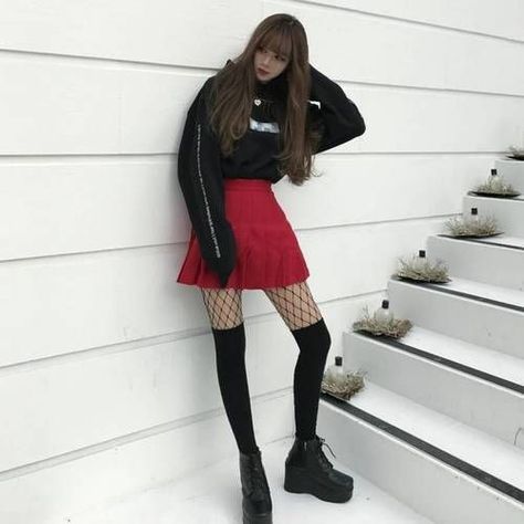 Fishnet Outfit, Korean Fashion Ideas, Ulzzang Fashion, K Fashion, 가을 패션, Fashion Korean, Korean Street Fashion, Korean Outfits, Look Plus