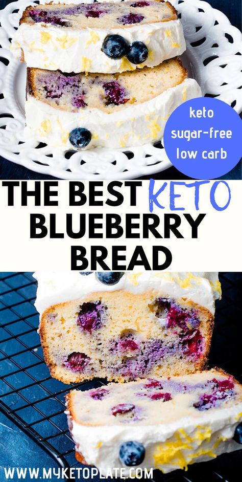 Keto Blueberry Bread, Keto Blueberry, Keto Cream, Postre Keto, Blueberry Bread, Low Carb Low Sugar, Sugar Free Low Carb, Best Low Carb Recipes, Keto Brownies