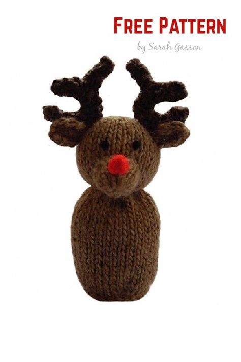 Knitted Reindeer Pattern Free, Knitted Reindeer, Knit Ornaments, 8 Reindeer, Christmas Knits, Knitted Christmas Decorations, Reindeer Noses, Christmas Reindeer Decorations, Reindeer Head