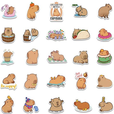 Curious Capybara - 50pcs #stickerscollage Capybara Stickers Printable, Capybara Sketch, Cute Capybara Drawing, Capybara Drawing, Capybara Cartoon, Capybara Sticker, Cartoon Capybara, Adorable Stickers, Diy Laptop