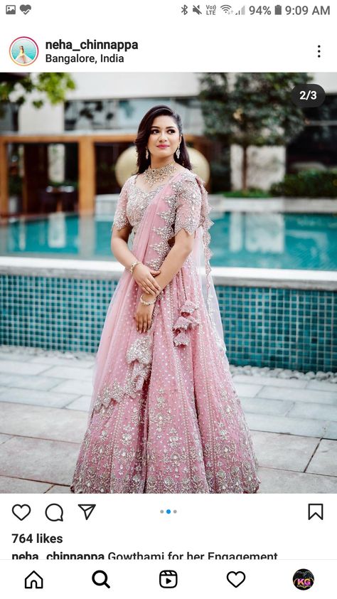 Photoshoot In Lehenga, Heavy Lehenga, Engagement Look, Actress Hairstyles, Wedding Lehenga Designs, Frock Fashion, Half Sarees, Half Saree Designs, Pink Lehenga