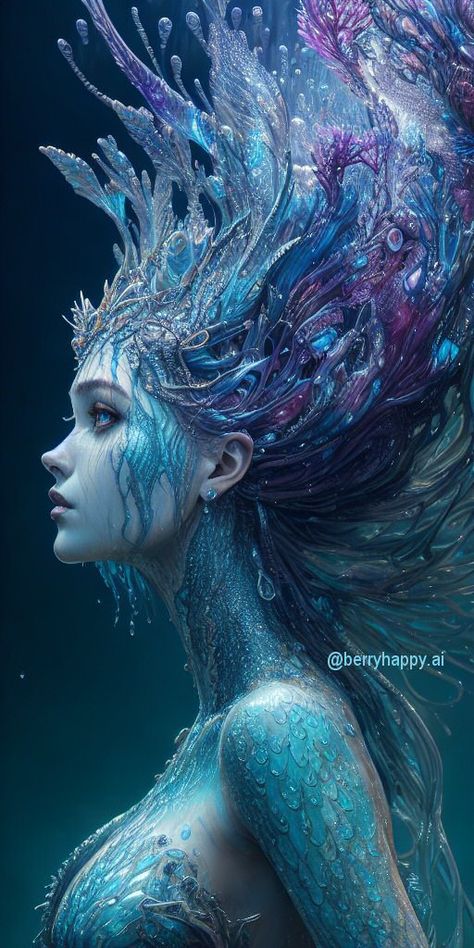 Mermaid Artwork, Fantasy Mermaids, Mermaid Stuff, Beautiful Mermaids, Mermaid Princess, Mermaid Art, Under Water, Sirens, Fantasy Creatures