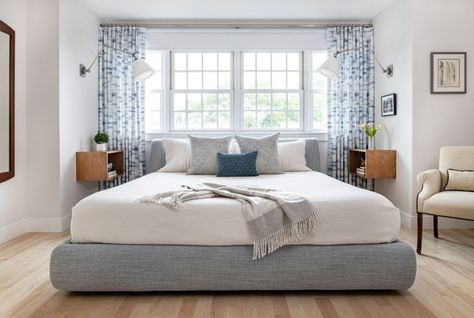 Window Over Bed Inspiration Round Up Window Over King Bed, Window Bed Headboard, Bed Infront Of Windows Ideas, Window Near Bed, Room With Window Behind Bed, Low Profile Bed In Front Of Window, Bed With Window Behind It Head Boards, Bed In Front Of Double Window, Bed In Front Window