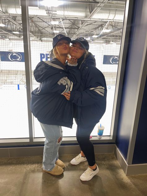 penn state sports, penn state hockey, game day outfits, college tailgate, psu Penn State Hockey, Penn State Game Day, Hockey Game Outfits, Penn State Game, College Game Day Outfit, Hockey Game Outfit, Hockey Outfits, Thrifting Ideas, College Tailgate