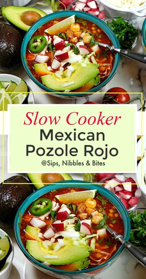 Pozole Recipe Pork, Hominy Stew, Pozole Rojo Recipe, Mexican Pozole, Crockpot Recipes Mexican, Posole Recipe, Slow Cooker Mexican, Pozole Recipe, Authentic Mexican Recipes