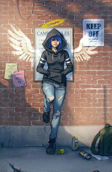 Character Leaning Against Wall, Percy Jackson Thalia Grace, Percy Jackson Thalia, Tomboy Drawing, Summertime Saga, Tomboy Anime, The Sun Art, Realistic Hair Drawing, Leaning Against Wall