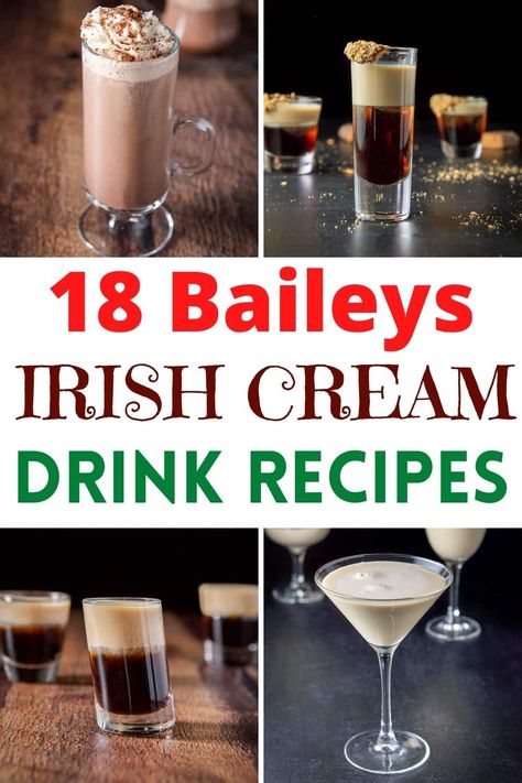 Check out these 18 different cocktails to make with Baileys Irish Cream and find a new favorite way to drink this creamy liqueur. From frozen cocktails to simple shooters, there’s something for everyone and even some drinks that are perfect for the holidays. Just grab a few ingredients and you’ll have a delicious Baileys cocktail in no time. Frozen Baileys Drinks, Drinks Made With Baileys, Irish Cream Drinks Cocktails, Shots With Baileys Irish Cream, Baileys And Vodka Drinks, Drinks To Make With Baileys, Drinks Made With Baileys Irish Cream, Baileys Shots, St Patty Drinks