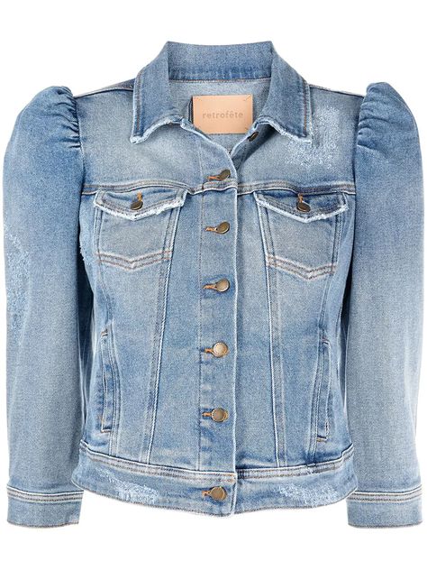 Distressed Cropped Denim Jacket, Designer Denim Jacket, Biker Denim, Designer Denim, Denim Jacket Women, Long Puff Sleeves, Denim Jean Jacket, Denim Jackets, Jeans Denim