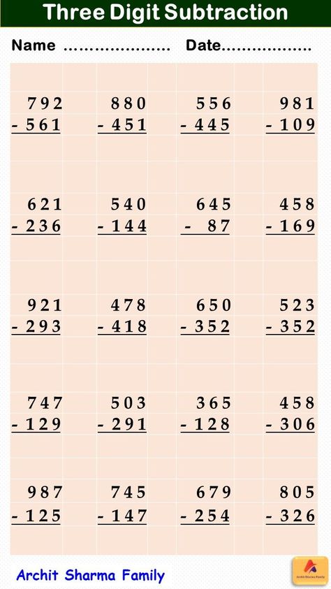 3 Class Maths Worksheet, Grade Three Math Worksheets, Grade Three English Worksheets, Subtraction Worksheets Grade 3, Maths Subtraction Worksheets, Subtraction Worksheets 3rd, Three Digit Subtraction, Class 3 Maths, 3 Digit Subtraction