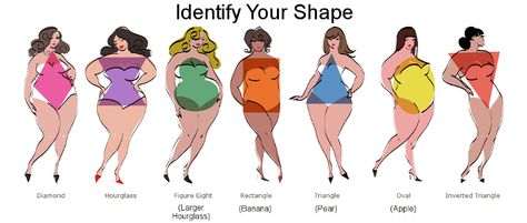 Once you learn where you fit in, you can learn how to dress to compliment your shape. Plus size body shapes are slightly different to the shapes for thinner women. Your body shape can change depending on weight loss or gain, but key physical features will generally stay the same, so your body shape generally stays the same too. Plus Size Body Shapes, Dress For Body Shape, Curvy Body Types, Plus Size Fashion Tips, Trendy Swimwear, Photography Poses Women, Plus Size Kleidung, Fashion Tips For Women, Full Figured