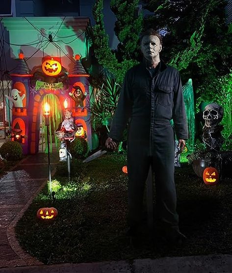 Michael Myers Halloween Indoor Outdoor Decorations - Scary Life Size Yard Lawn Decor for Home Michael Myers Haunted House Ideas, Michael Myers Outdoor Decor, Michael Myers Halloween Decor, Diy Michael Myers Prop, Michael Myers Decorations, Michael Myers Halloween Decorations, Michael Myers House, Michael Myers And Jason, Michael Meyer