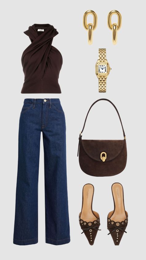 Neutral outfit, classy vibes, simple and chic #brownoutfit #fashion #chicstyle Girly Neutral Outfit, Chill But Classy Outfits, Brown Outfit Ideas, Classy Vibes, Casual Glam, Timeless Basics, Outfit Classy, Glam Chic, Coastal Granddaughter