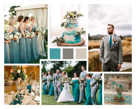 Teal And Gray Wedding, Teal And Grey Wedding, Teal Weddings, Gray Wedding Colors, Wedding Color Palettes, Teal And Gray, Gray Wedding, Grey Wedding, Teal Wedding