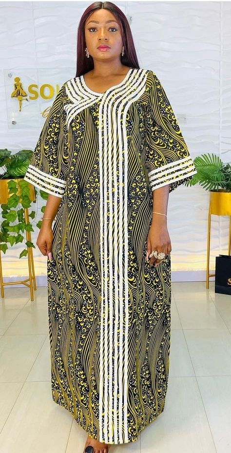 Mummy Gown Styles, Ankara Long Gown Styles 2024, Ankara Gown For Mummies, Kimono Gown Ankara, Ankara Gown Styles For Mummies, Ankara Long Free Gown Styles For Women, Gowns Ankara Styles, Kapala Designs For Women, Plain And Pattern Styles For Ladies