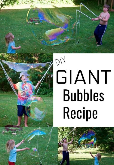 A GIANT Bubbles Recipe that actually works!! I was skeptical at first but I couldn't believe the size of those HUGE bubbles we created! ad Giant Bubble Recipe, Bubbles Recipe, Bubble Crafts, Giant Bubble Wands, Bubble Recipe, Homemade Bubbles, Giant Bubbles, Outside Activities, Bubble Wands