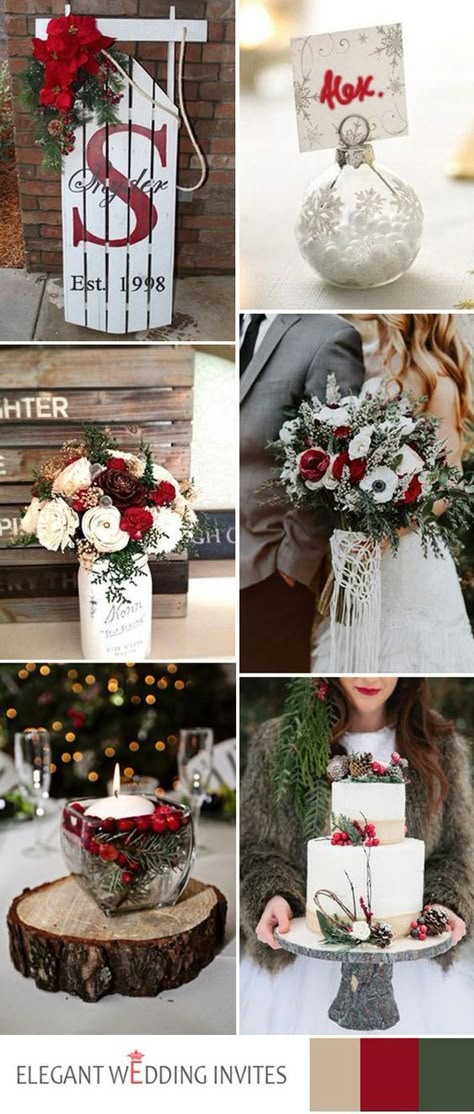 red and white christmas wedding color ideas for winter Wedding Color Schemes Winter, Christmas Wedding Themes, Boda Diy, Winter Wedding Colors, Wedding Themes Winter, December Wedding, Have Inspiration, Winter Wedding Inspiration, Winter Wonderland Wedding