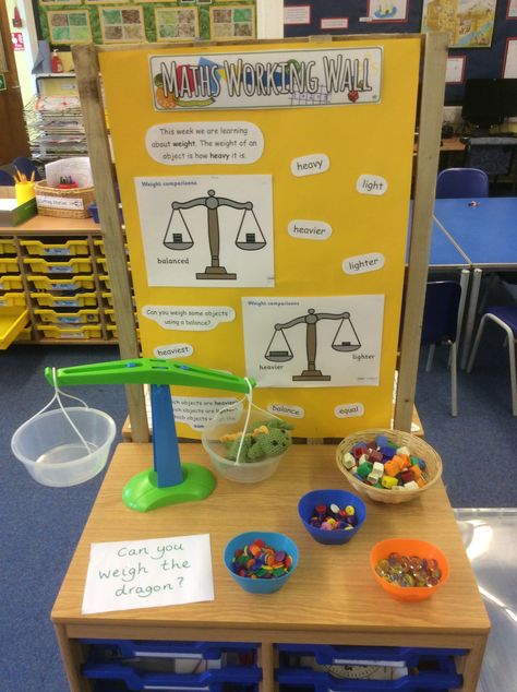 Measuring Weight Activities, Measurement Activities Preschool, Maths Working Wall, Reception Class, Maths Day, Working Wall, Light Balance, Measurement Activities, Heavy And Light