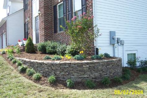 corner-retaining-wall-landscaping | Ciminelli's Landscape Services, Inc. Front Landscaping With Retaining Wall, Uneven Front Yard Landscaping, Retaining Wall Ideas Side Of House, Landscaping In Front Of Retaining Wall, Tree Retaining Wall Ideas, Landscape Design Retaining Wall, Brick Landscaping Ideas Retaining Walls, Flower Bed Retaining Wall Ideas, Retaining Wall Along Sidewalk