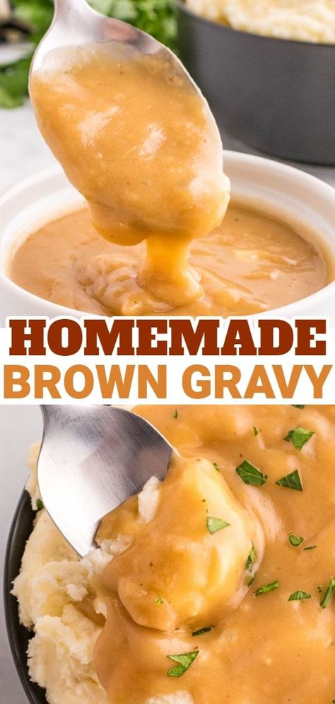 Homemade Brown Gravy is a delicious sauce recipe made with butter, flour, onions, minced garlic, Worcestershire sauce, balsamic vinegar and either beef or chicken broth. Beef Gravy Recipe Easy, Brown Gravy Recipe Easy, Beef Gravy Recipe, Easy Brown Gravy, Homemade Brown Gravy, Sweet Potato Green Beans, Brown Gravy Recipe, Homemade Gravy Recipe, Easy Gravy Recipe