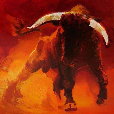 Daily Paintworks - "fury" - Original Fine Art for Sale - © Betty M-T Bull Artwork, Bull Pictures, Bull Painting, 3d Canvas, Taurus Bull, Bull Art, Tattoo Lettering Fonts, Painting Subjects, Animal Sketches