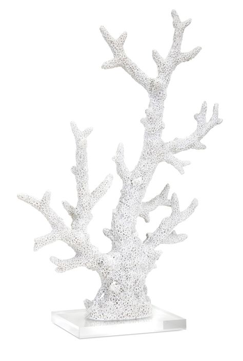 Nautical Table Decor, Coral Sculpture, Nautical Table, Coral Bleaching, House Products, British Colonial Style, Animal Statues, White Coral, Contemporary Home Decor