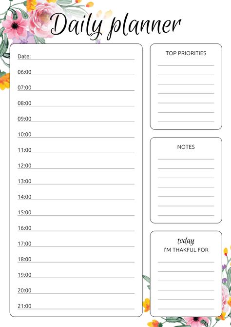 Today, many people feel busy and overwhelmed. Often this is a logical result of poor time management and an inability to structure things properly. If you are someone who likes to use printable planners or notebooks to plan their everyday tasks, this template might be a great fit for you. In this template, you can enjoy the layout that will help you schedule your daily activities and take notes easily. Sections available in this template:  #productivity #dailyplannerpdf #dailyplantemplate #freep Daily Calendar Template, Day Planner Template, Daily Planner Sheets, Daily Planner Printables Free, Daily Planner Hourly, Weekly Hourly Planner, Free Daily Planner, Daily Schedule Template, Study Planner Printable