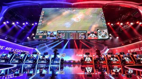 The League of Legends World Championships Gaming Competition, Gaming Tournament, Gaming Event, Computer Club, Gaming Lounge, Gaming Center, Concert Stage Design, Game Center, Sims 4 Family