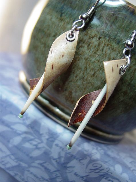 Birch Jewelry, Birch Bark Crafts, Birch Craft, Antler Earrings, Wood Jewelery, Stud Earrings Unique, Organic Jewelry, American Jewelry, Beautiful Beadwork