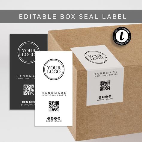 Box Seal Label Template, Editable Box Sticker Sticker On Packaging Design, Sticker For Packaging Design, Sticker For Box Packaging, Stickers For Packaging Products, Shipping Sticker Design, Box Seal Sticker Design Kpop, Stickers For Packaging Boxes, Shipping Boxes Design, Candle Box Label