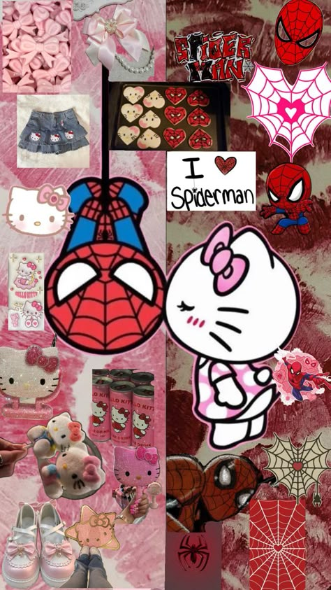 Spiderman Hello Kitty Pfp, Hello Kitty And Spider Man Wallpaper, Hello Kitty And Spiderman Wallpaper, Spider Kitty, Hello Kitty And Spiderman, Kitty Spiderman, Home Screen Wallpaper, Pretty Wallpaper Ipad, Hello Kitty Wallpaper Hd