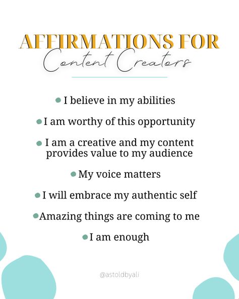 Content Creation Affirmations, Content Creator Affirmations, Affirmation Statements, Board Themes, Manifestation Prayer, Dark Psychology, Vision Board Themes, List Of Affirmations, Feeling Inadequate