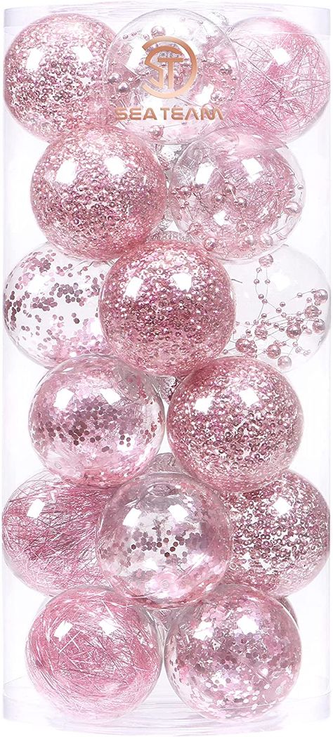 Amazon.com: Sea Team 70mm/2.76" Shatterproof Clear Plastic Christmas Ball Ornaments Decorative Xmas Balls Baubles Set with Stuffed Delicate Decorations (24 Counts, Red) : Home & Kitchen Xmas Balls, Button Image, Gold Decorations, Christmas Ball Ornaments, Shatterproof Ornaments, Glass Products, Christmas Party Dress, Friendly Plastic, Christmas Ball