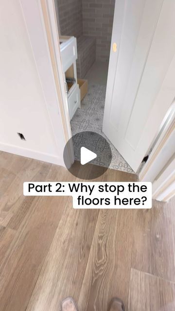 Freestone Built | Owner Builds & Custom Builds on Instagram: "Many of you asked to see the end result showing two different floors split between a door. So, here it is! This applies to all types of flooring transitions. Split the door, not the jam 🤙🏼  #newhome #newbuild #flooring #tile #interiordesign #customhomes #ownerbuilder #diy #contractor #constructiontips" Bathroom Transition Flooring, Hallway To Bathroom Floor Transition, Tile To Vinyl Floor Transition, Tile To Floor Transition, Tile Wood Flooring Bathroom, House With Different Flooring, Hallway Bathroom Tile Transition, Different Tiles On Floor, Bathroom Tile Transition