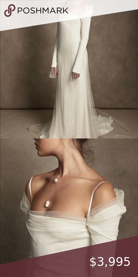 Danielle Frankel Leona Dress Danielle Frankel Leona, Danielle Frankel, Squared Neckline, Backless Dress, Off The Shoulder, My Wedding, Dress Es, Long Sleeves, Dresses Skirts