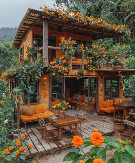 Boho House Exterior, Yellow Kitchen Cabinets, Tiny Cottages, Dream Cottage, Boho House, Dream House Rooms, Yellow Kitchen, Fantasy House, Dream House Interior