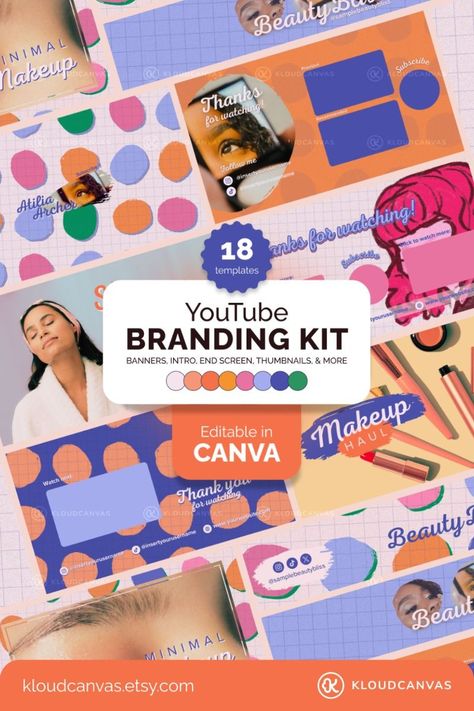 YouTube branding kit with perky palette, including YT banner, intro, outro, and thumbnails. #youtube #branding . #Vlogging_Essentials #Youtube_Overlay #Vibes_Video #Yt_Banner Vlogging Essentials, Youtube Overlay, Yt Banner, Youtube Branding Kit, Aesthetic Influencer, Youtube Background, Youtube Branding, Background Youtube, Aesthetic Youtube