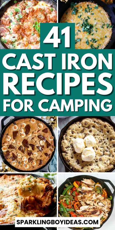 Explore the world of cast iron recipes with our list of easy cast iron skillet meals. Whether you're craving comforting cast iron dessert recipes or looking for healthy cast iron meals, we've them all. Perfect for family-friendly meals, our camping recipes include skillet pizza, cast iron apple crisp, berry cobblers, smores dip, and a variety of dinner ideas like cast iron skillet chicken, seafood, and vegetarian meals. Discover the joy of cast iron bread baking, in one place! Easy Cast Iron Recipes, Cast Iron Recipes Dinner, Iron Skillet Chicken, Campfire Cooking Recipes, Cast Iron Skillet Recipes Dinner, Cast Iron Bread, Cast Iron Skillet Cooking, Best Camping Meals, Skillet Dinner Recipes