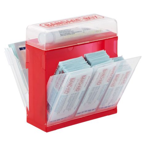 The Container Store > Bandage Box must have for linen closet! I'm sick of 10, partially full, band aid boxes! Hall Closets, Mini First Aid Kit, Medication Storage, Linen Closets, Linen Closet Organization, Organization Inspiration, The Container Store, Custom Closets, Bathroom Items