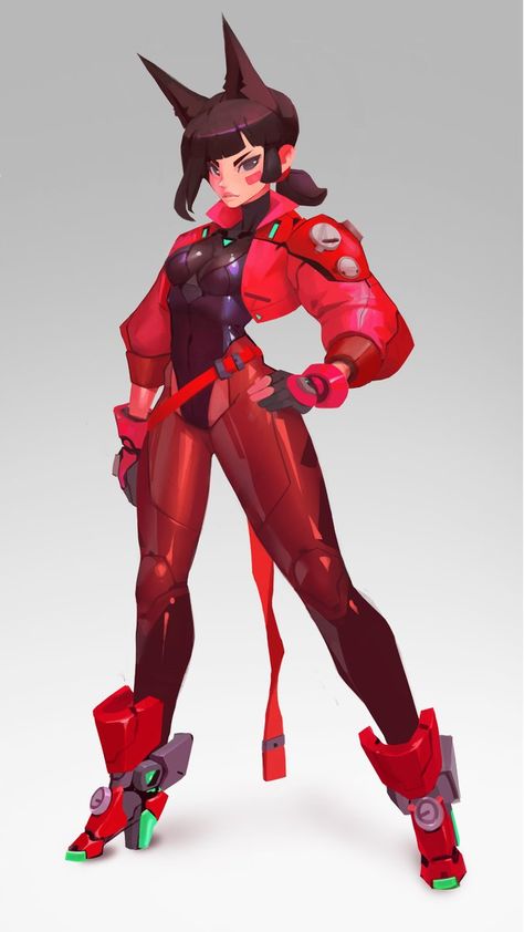 Akali League Of Legends, Arte Cyberpunk, Cyberpunk Character, Concept Art Character, Big Sis, Cyberpunk Art, 영감을 주는 �캐릭터, Female Character Design, Red Fox