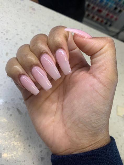 Bubble Bath Acrylic Nails, Bubble Bath Nails, Pale Pink Nails, Girls Nail Designs, Acrylic Nail Shapes, Light Pink Nails, Lovely Nails, Basic Nails, Nail Sets