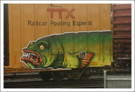 On The Hook Train Car Graffiti, Graffiti Model, Freight Train Graffiti, Car Graffiti, Train Graffiti, Graffiti I, Railroad Art, Brick In The Wall, Railroad Pictures