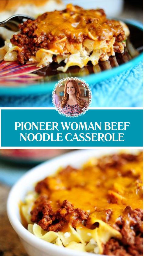 Pioneer Woman Beef Noodle Casserole (also called Sour Cream Noodle Bake) is made with ground chuck(or any ground beef), tomato sauce, sour cream, cottage cheese, green onions, sharp cheddar cheese, and egg noodles. This easy Beef Noodle Casserole creates a cheesy and creamy Casserole that takes about 30 minutes to prepare and can serve up to 8 people. Creamy Ground Beef Noodle Casserole, Ground Beef Egg Noodles Tomato Sauce, Egg Noodles With Cottage Cheese, Egg Noodles Recipes Beef, Pasta Recipes With Egg Noodles, Hamburger Sour Cream Noodle Casserole, Sour Cream Noodle Bake Ground Beef, Egg Noodle Bake Casserole Recipes, Ground Beef Recipes With Cream Cheese