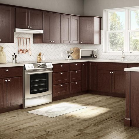 Hampton Bay Kitchen Cabinets, Home Depot Kitchen Cabinets, Brown Cupboards, Kitchen Cabinets Home Depot, Wood Kitchens, Espresso Kitchen Cabinets, Kitchen Cabinet Accessories, Home Depot Kitchen, Espresso Kitchen