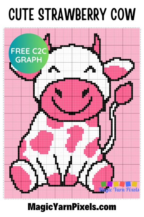 Free Graph Crochet Patterns, Cow Alpha Pattern Crochet, Cross Stitch Cow Pattern, Crochet Picture Patterns Charts, C2c Squares Patterns, C2c Patterns Free, Free C2c Graphgan Patterns, Crochet Picture Patterns, Crochet C2c Pattern Free