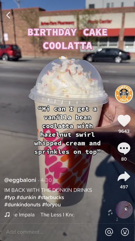 Dunkin Donuts Drinks Frappe, Birthday Cake Dunkin Drink, Dunkin Donuts Drinks No Coffee, Duncan Coffee Order, Dunkin Frappe Orders, Dunking Donuts Drinks, Duncan Donuts Drinks, Dunkin Donuts Order Ideas, Sweet Dunkin Drink Orders