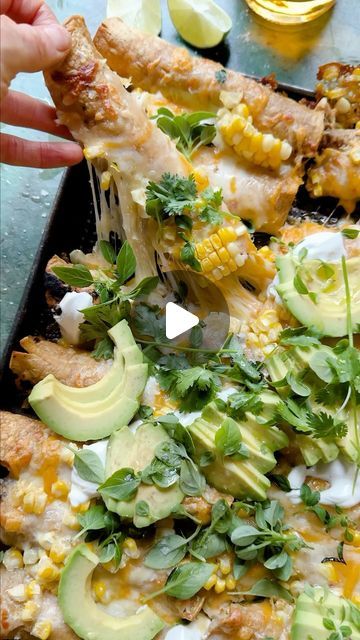 Tieghan Gerard on Instagram: "Sheet-pan Green Chile Chicken Taquitos. You have crispy taquito on the bottom, and cheese on top. Like taquito nachos! SO DELICIOUS. And the green chili corn sauce is always everyone’s favorite. 

1 ½ cups cooked shredded chicken
2 ounces cream cheese, at room temperature
2 roasted poblano peppers chopped
1 teaspoon onion powder
1 teaspoon garlic powder
1 teaspoon smoked paprika
1 teaspoon chili powder
salt and black pepper
1 jar (6 ounce) salsa verde
½ cup fresh chopped cilantro
1 ½ cups shredded Mexican cheese blend
18 corn tortillas, warmed
olive oil for rubbing
1 cup fresh corn kernels
avocado, limes, yogurt, for serving

https://www.halfbakedharvest.com/green-chile-chicken-taquitos/" Sheet Pan Green Chile Chicken Taquitos, Green Chili Chicken Taquitos, Sheet Pan Poblano Chicken Fajitas, Crispy Chicken And Poblano Tacos, Green Chile Chicken Skillet Enchiladas, Green Chili Corn, Corn Sauce, Mexican Cheese Blend, Tieghan Gerard