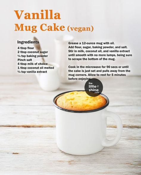 Little DIY Vanilla Mug Cake, Vanilla Mug Cakes, Cake In A Mug, Diet Cookies, Chocolate Dishes, Eggless Cake Recipe, Cooking For 2, Cake Mug, Dessert Cakes